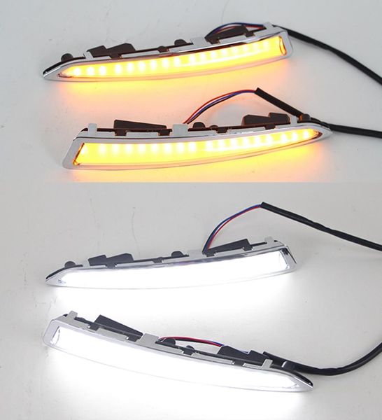 1 Juego de luces LED de conducción diurna drl con señal de giro amarilla para Ford Kuga Escape 2014 2015 2016 20177544748