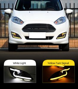 1 ensemble de feux de jour LED pour Ford Fiesta 2013 2014 2015 2016, couvercle de phare antibrouillard DRL, clignotant jaune, Lights4825702