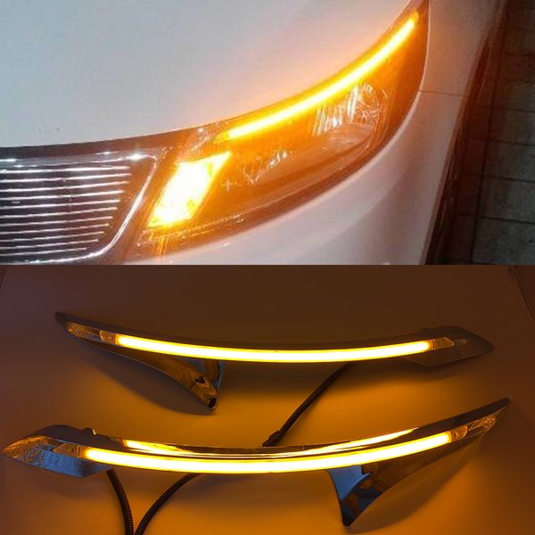 1 Set LED éclairage diurne pour Kia K2 Rio 2011 2012 2013 2014 jaunissent Phare Sourcils Relais de signalisation Décoration de voiture