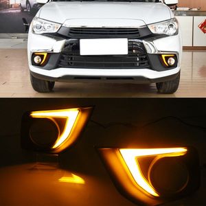 1 Set LED Daytime Lights Lights Couvercle de lampe de brouillard avec signal jaune pour Mitsubishi Outlander Sport ASX RVR 2016 2017 2018 2019