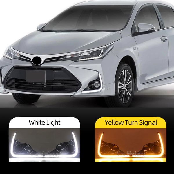 1 Set LED DRL pour Toyota Corolla X 2021 2022 FOGlights Flux Yellow Turn Signal Daytime Running Light Fog Lamp Decoration