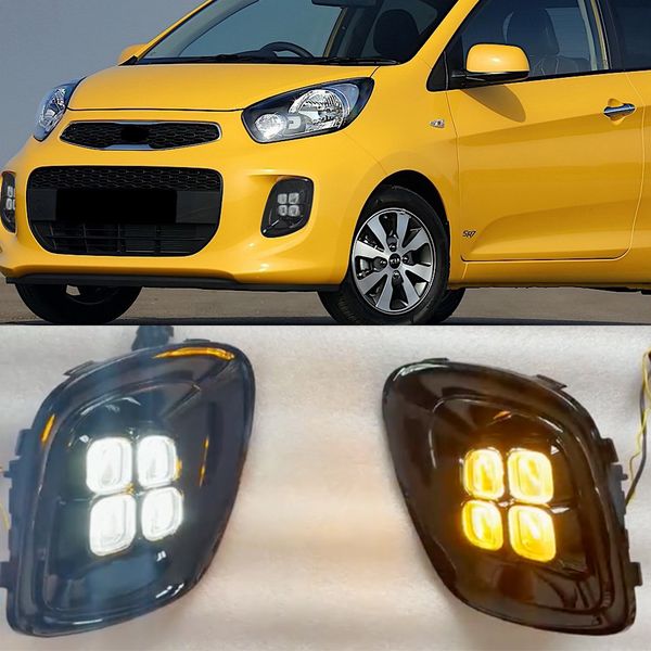 1 conjunto LED luces de niebla DRL LED Luz de funcionamiento diurno para KIA PICANTO 2015 2016 Parachoques delantero Montaje de la lámpara de señal