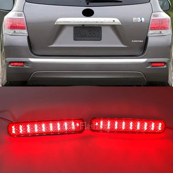 1 set LED trasero trasero reflector luz de freno para Toyota Highlander 2011 2012 2013 Accesorios para la luz de la luz de advertencia de la lámpara de parada