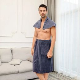 1 set man draagbare microfiber badhanddoek handdoek door strandhanddoeken zacht voor huis badkamer handdoeken heren badjas textiel
