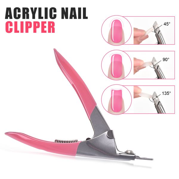 1 Set Manucure Polishing Nail Suit Nail Nail File Tampon Bloc Griding Strip Cuticule Pusher Pusher Nail Glue pour les ciseaux en forme de U acrylique