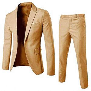 1 Set Hommes Costume Fine Touch Beau Quotidien Porter Couleur Pure Poches Blazer Pantalon Hommes Blazer Pantalon Hommes Vêtements t6At #