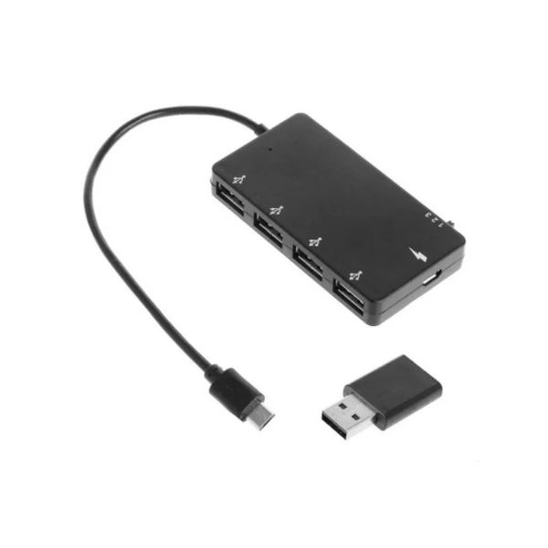 1 Conjunto Cable de adaptador de carga de potencia Micro USB OTG 4 puertos para la tableta para teléfonos inteligentes Hub de alta velocidad USB