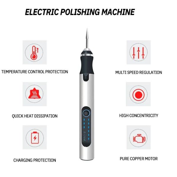 1 Set Mini Electric Grinder Nail Scarving Polissing and Polishing Machine Hardware Tools Electric Small Polissing stylos