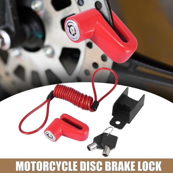 1 Set Motorcycle Disc Brake Lock avec bouche rouge Kit de corde en aluminium ALLIAGE MOUTNAL ROAD BOKE ANTIFT LOCK LOCK