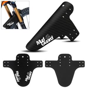 2 stks/set mountainbiken spatborden 3D patroon kleurrijke koolstofvezel modderbeschermer vleugels kont saver fietsen accessoires vooraan achterste spatbord