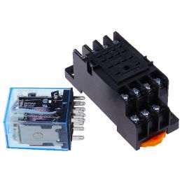 1 Set My4 Small Electromagnetic Relay Power Relay DC12V DC24V AC110V AC220V Coil 4NO 4NC DIN RAIL 14 PINS + BASE MINI RELAY
