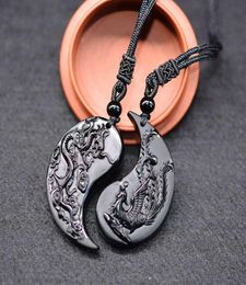 1 Set Obsidiaan Taichi Draak en Phoenix Ketting Hanger Yin Yang Cky s66209393553458