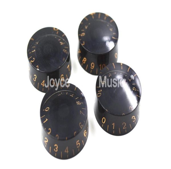 1 lot de 4 pièces Niko Transparent noir or police boutons de guitare électrique pour guitare électrique de Style LP SG en gros 9032801