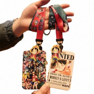 1 Set One Piece Anime Card Case Card Card Lonyard Key Lanyard Cosplay Badge ID Cartes Holders Neccd Stracles Kelechains Luffy Zoro Ace V1WQ #