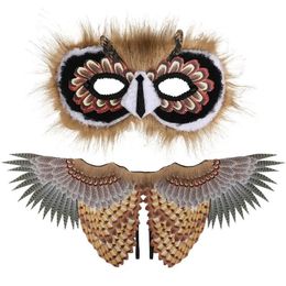 1 Set Owl Wings Mask Mask Animal Owl Costume Set Stage Performance Prop Kids Toy Party Funts Bird Owl Party Cosplay Cosplay Costume Props 240328