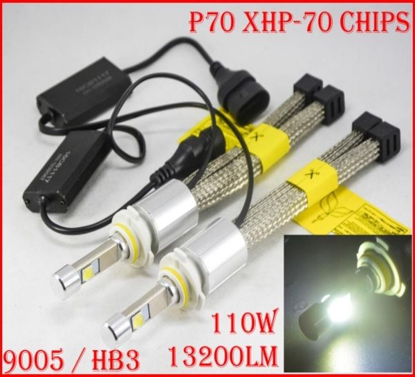 1 juego P70 110W 13200LM 9005 HB3 9006 HB4 Cre Kit de faros delanteros LED XHP70 Chip sin ventilador SUPER blanco 6000K faro antiniebla de conducción H4 H8 H7575372