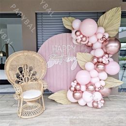 1 ensemble romantique rose ballon guirlande arche Kit Chrome Rose or ballons décor de fête de mariage anniversaire bébé douche Globos fournitures 220527