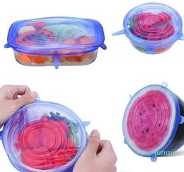 1 Set Silicone Stretch Suction Pot Lids 6pcs/set Kitchen Tools 100% Food-grade Food Wrapper Fresh Keeping Wrap Seal Lid Pan Cover