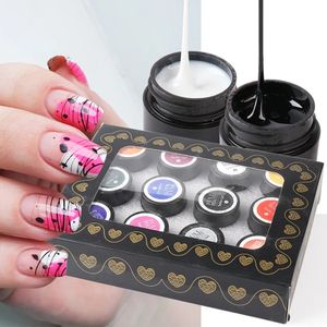 1 Set Spinnenweb Gel Polish Set Nail Art Decoraties Zwarte Zijde Lijntekening Gel UV Vernissen DIY Manicure Accessoires GL1615-1 240109