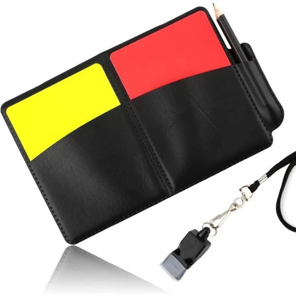 1 set Sport Football Soccer Arbitrar Notebook con tarjeta roja y silbatos de tarjetas amarillas Equipo de herramienta de árbitro útil