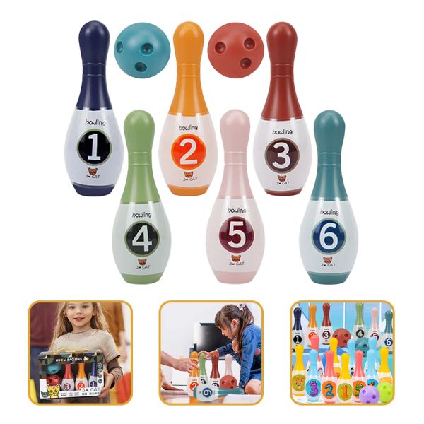 1 Set Toddler Bowling Toys Kids Colored Bowling Pin Bowling Balls Indoor Games Toys Supplies