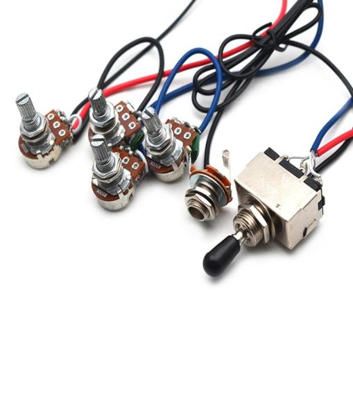 1 Juego de arnés de cableado precableado 2v2t interruptor de palanca de 3 vías Jack 500k Pots para Gibson reemplazo Guitar8983669