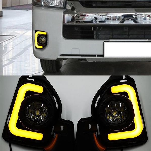 1 Juego de relé de señal de giro amarillo impermeable 12V lámpara de coche LED DRL luz LED de circulación diurna para Toyota Hiace 2014 2015 2016 2017 2227E