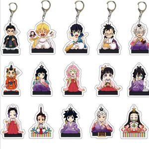 1 ensembles Anime Demon Slayer acrylique porte-clés Brinco lame de fantôme porte-clés Kamado Tanjirou Cosplay Yaiba porte-clés bijoux cadeaux H0915