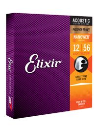 1 sets Elixir Acoustic Guitar Strings 16077 Nanoweb Phosphor Bronze Light-Medium 12-56 jugó para un tono crujiente y brillante con una presencia vibrante expresiva