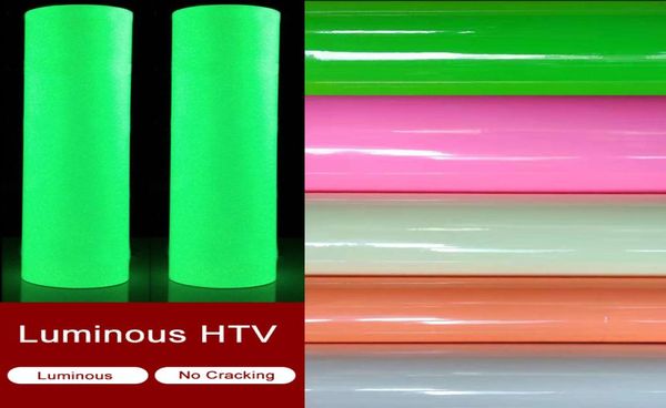 1 hoja 25cmx100cm Transferencia de calor luminoso brillo de vinilo en una máquina de prensa de calor noctilucente oscura Iron en HTV4406707