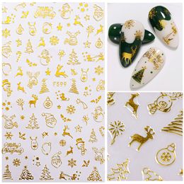 1 Sheet 3D Nail Sticker Christmas Bronzing Snowflake For Gold Silver Nail Art Stickers Snowflake DIY Nail Art Decoration Decals