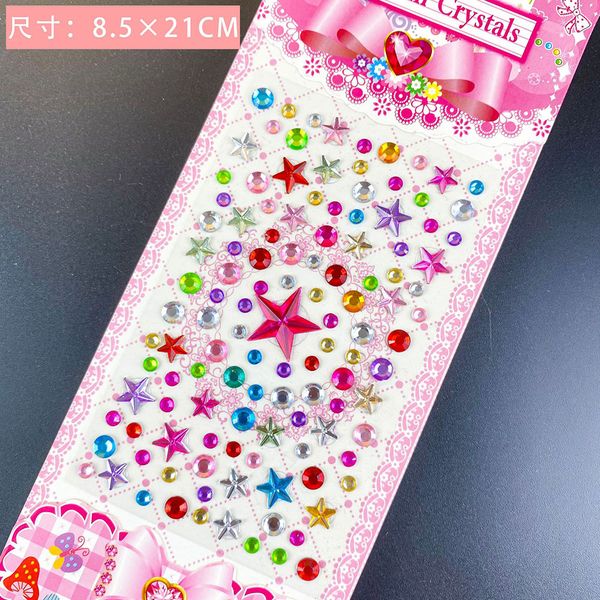 1 feuille autocollants en cristal acrylique autocollants mobiles PC Diamond Rignestone Auto-adhésif Scrapbooking Stickers pour enfants Toys pour enfants