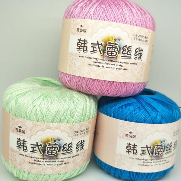 hilados chal bebé bricolaje tejidas 1 50g madeja de hilo de encaje de Corea importó Nº 8 de seda hilo de luz de línea encaje hecho a mano de la boda de embalaje del regalo u hogar