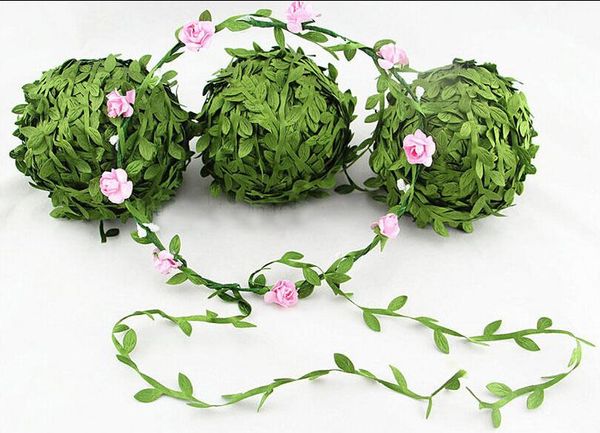 1 Bobine 77 Mètres Tissu Feuille Verte Ivy Guirlande Guirlande Bouquet DIY Décoration