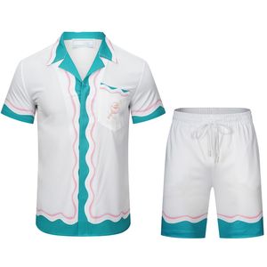 1 mode d'été Survêtements pour hommes Hawaii pantalons de plage ensemble chemises de créateurs impression chemise de loisirs homme slim fit le conseil d'administration à manches courtes courtes beachsQ20