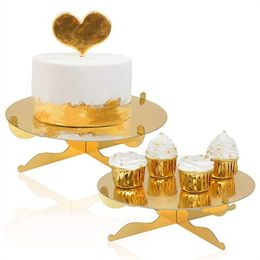Soporte para cupcakes de cartón redondo dorado de 1 nivel, soporte para postres, soporte reutilizable para cumpleaños, bodas, Año Nuevo, decoración, Mini soporte para pasteles MJ0508