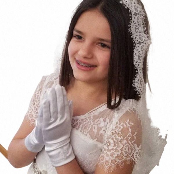 1 Vele de mariage 1 pignon pour enfants en dentelle de dentelle Veils en tulle pour fille de Fr Girl Girls Girls Communi Headwear W7GF #