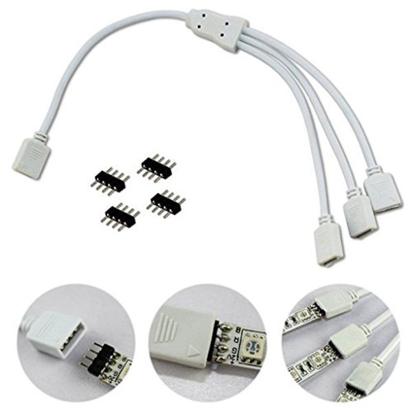 Connecteur LED Flexible, 1 à 3 femelles, 4 broches, séparateur de câble pour bande lumineuse RGB 3528 5050