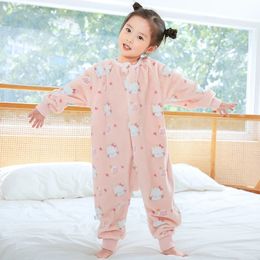 1 tot 6 jaar Baby Onesie Winter Flanel Kinderpyjama Slaapzakken Rompertjes voor jongens en meisjes Onepiece Suits Homewear 231220