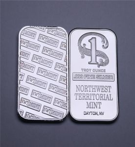 1 Troy Ounce 999 Fijne Silver Bullion Bar Northwest Teeritorial Mint Silver Bar Silverplated Brass No Magnetism5308523