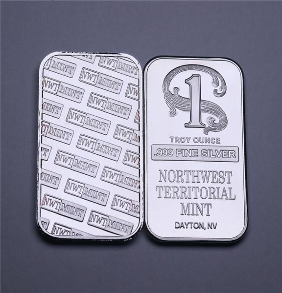 1 Troy OUNCE 999 BALON DE BULLION SILT-Silver Northwest Northwest Teerorial Mint Bar argenté en laiton sans magnétisme7460761