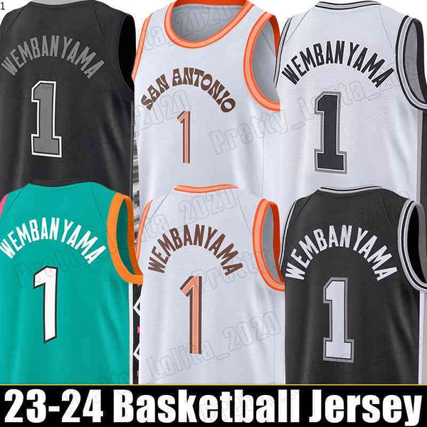 1 maillot de basket-ball Victor Wembanyama brodé cousu 2023 2024 maillots de nouvelle saison ville hommes