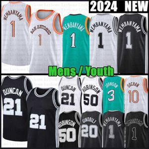 1 Victor Wembanyama Jerseys de baloncesto Hombres Jóvenes 3 Keldon Johnson David Robinson 21 City Jersey Retro Camisas 2023 2024