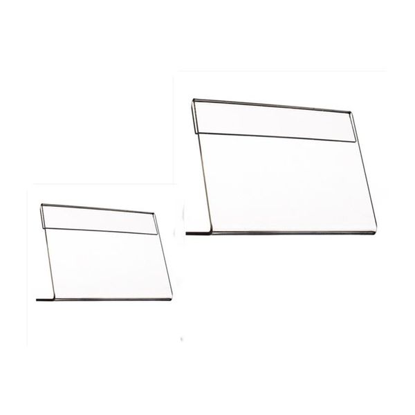 1 soldadura en forma de L de plástico acrílico transparente, pantalla de señal, etiqueta de papel, soporte de etiqueta de tarjeta, soporte Horizontal en la mesa, pequeño T2mm 30pcs304F