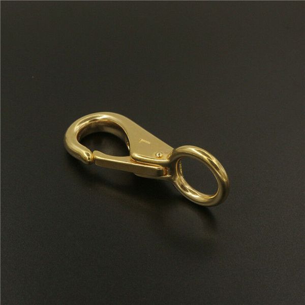 1 x Solid Brass Snap Hook Sphage de gatillo fijo para la bolsa de cuero Correos Cinturón de caballo Caballero marino Pet cornas Clips