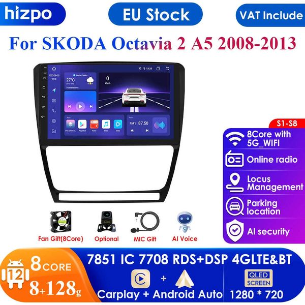 10,1 pouces 4G Wifi 2din Android 12 autoradio multimédia lecteur vidéo Navigation GPS pour SKODA Octavia 2 A5 2008-2013 unité principale BT