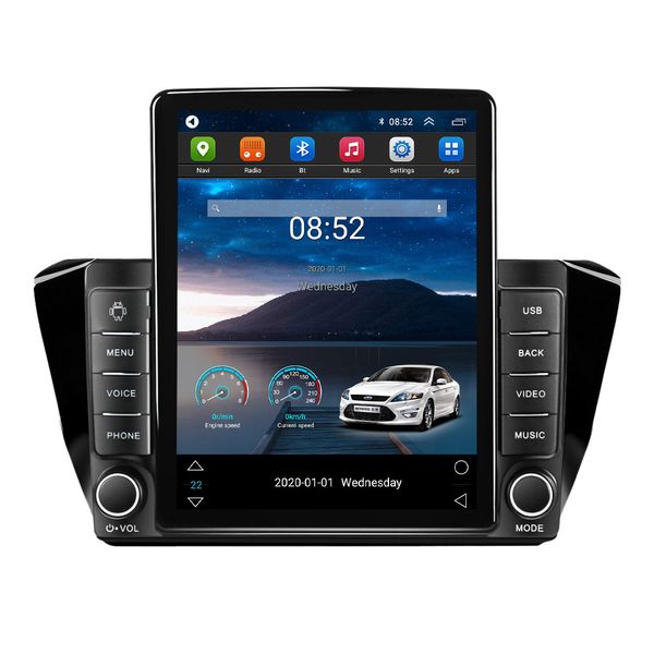 Estéreo de vídeo para coche con navegación GPS Android de 10,1 pulgadas para Skoda Superb 2015-2018 con pantalla táctil HD Bluetooth USB AUX compatible con Carplay