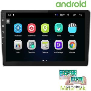 10 1 pouce Android Autoradio DVD de voiture avec GPS Double Din Autoradio Bluetooth FM Radio Récepteur Prise en charge WiFi Connect Mirror265K