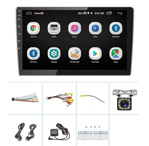 10 1 pulgada Coche DVD Carplay Android Auto Monitor Estéreo con cámara de respaldo Pantalla táctil Soporte WiFi Espejo Enlace Volante Cont2455