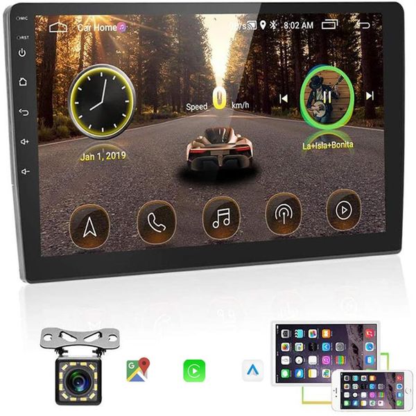 10 1 pulgada Car DVD Carplay Android auto Monitor Estéreo con cámara de respaldo Pantalla táctil Soporte WiFi Mirror Link Volante Cont2310